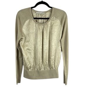 Trina Turk Beige Paisley Crew Neck Sweater Sz M EUC